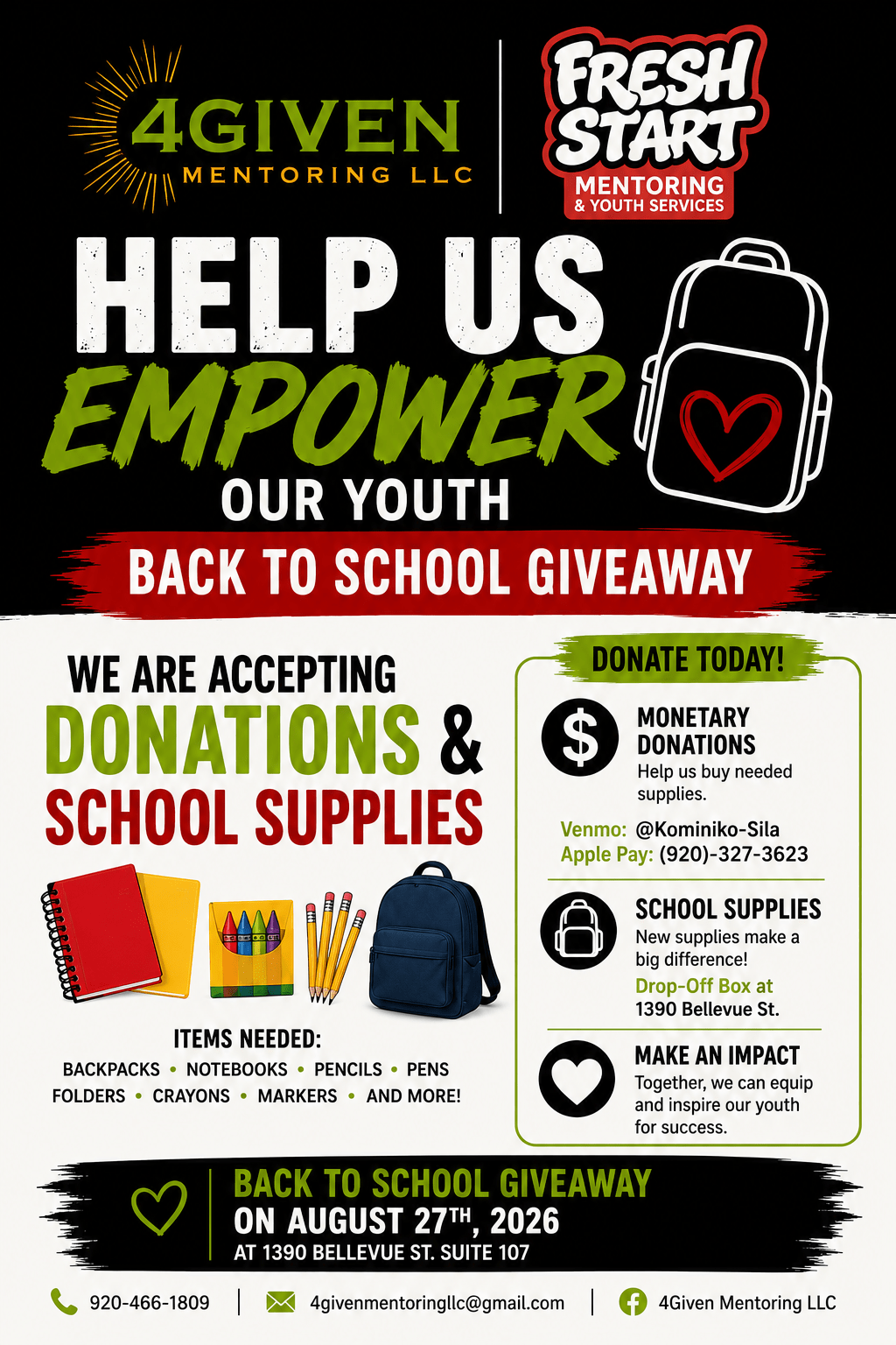 Help Us Empower Our Youth: Back to School&nbsp;Giveaway